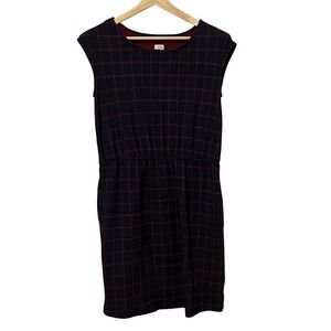 Bridge & Burn Blue Red Plaid Cap Sleeve Knee Length Dress Womens M